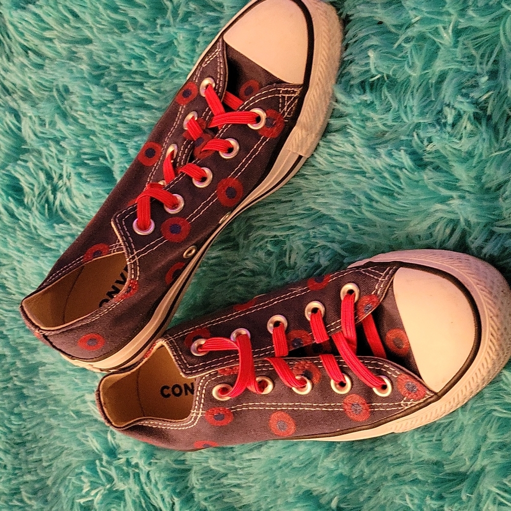 Converse blue with red circles unisex M4/W6